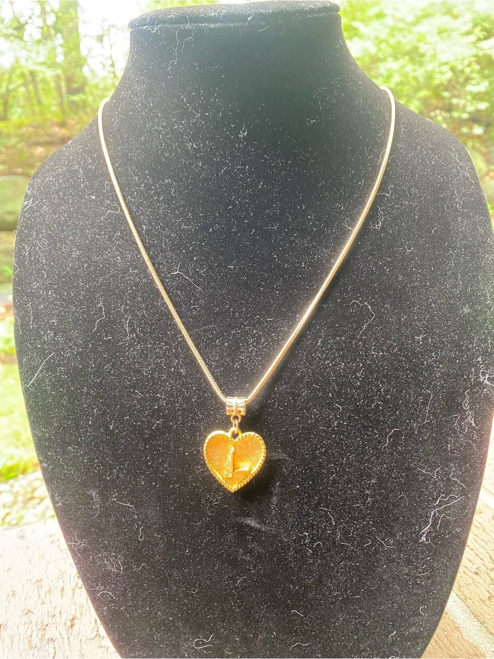 Handmade Gold Tone Monogrammed Heart Necklace